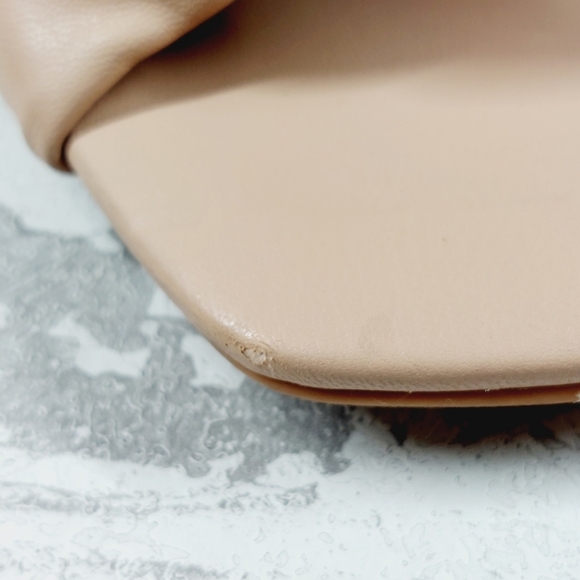 New Open Edit Saydee Beige Block Heel Slip On Square Toe Sandals D283 - Picture 12 of 15